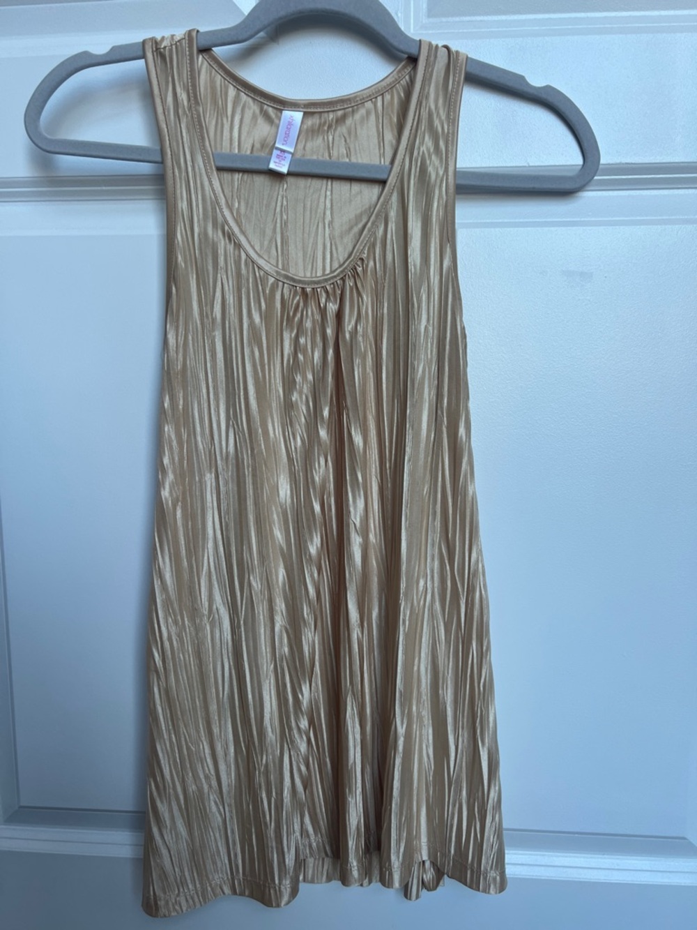 Shimmery Pleated Tank Tunic in Champagne